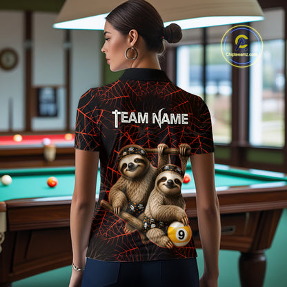 Custom Bandana Sloth Billiards Shirt For Women Personalized 8-Ball & 9-Ball Halloween Pool Team Jersey NYN4270