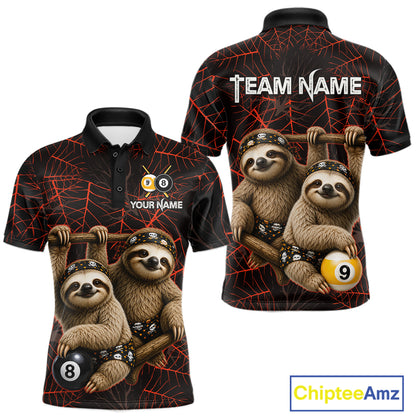 Custom Bandana Sloth Billiards Shirt For Men Personalized 8-Ball & 9-Ball Halloween Pool Team Jersey NYN4270