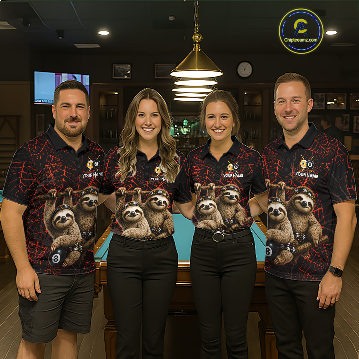 Custom Bandana Sloth Billiards Shirt For Men Personalized 8-Ball & 9-Ball Halloween Pool Team Jersey NYN4270