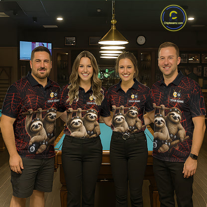 Custom Bandana Sloth Billiards Shirt For Men Personalized 8-Ball & 9-Ball Halloween Pool Team Jersey NYN4270