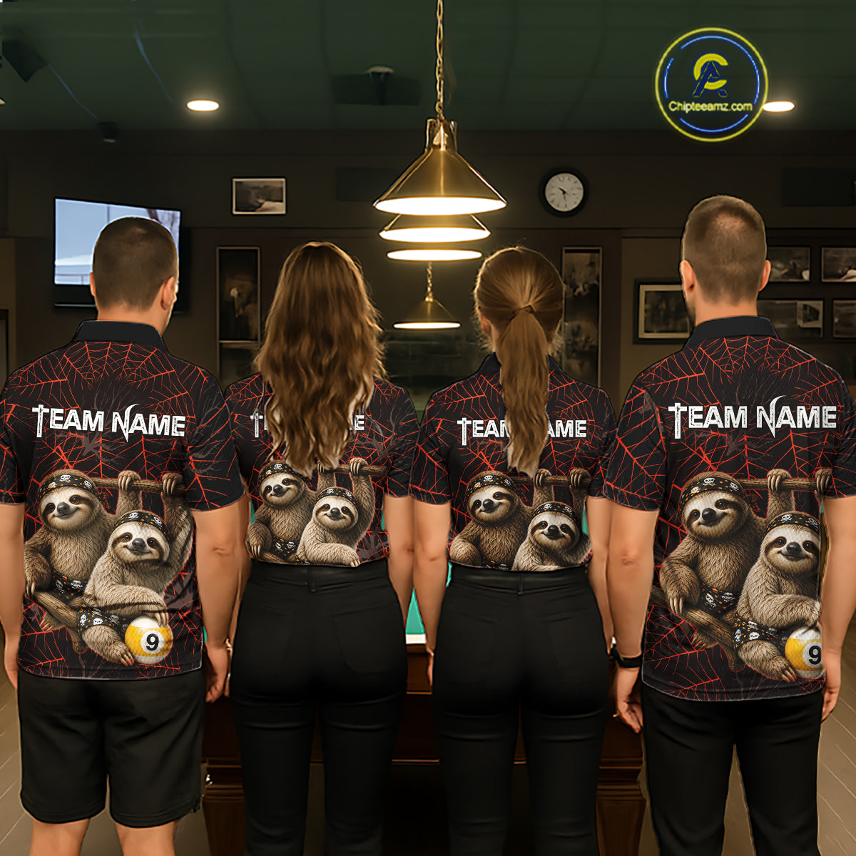 Custom Bandana Sloth Billiards Shirt For Men Personalized 8-Ball & 9-Ball Halloween Pool Team Jersey NYN4270