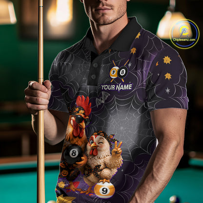Custom Bandana Rooster Billiards Shirt For Men Personalized 8-Ball & 9-Ball Halloween Pool Team Jersey NYN4271