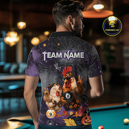 Custom Bandana Rooster Billiards Shirt For Men Personalized 8-Ball & 9-Ball Halloween Pool Team Jersey NYN4271