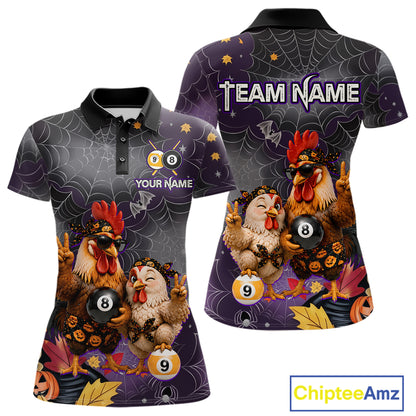 Custom Bandana Rooster Billiards Shirt For Women Personalized 8-Ball & 9-Ball Halloween Pool Team Jersey NYN4271