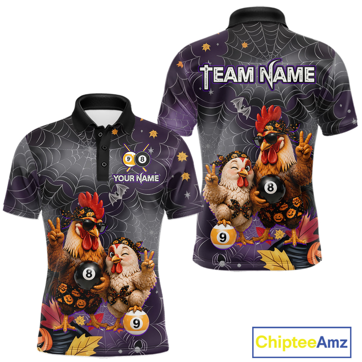 Custom Bandana Rooster Billiards Shirt For Men Personalized 8-Ball & 9-Ball Halloween Pool Team Jersey NYN4271