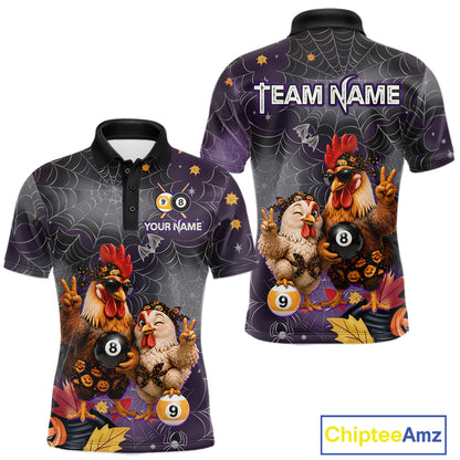 Custom Bandana Rooster Billiards Shirt For Men Personalized 8-Ball & 9-Ball Halloween Pool Team Jersey NYN4271
