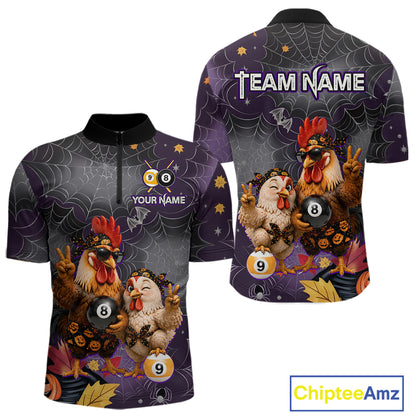 Custom Bandana Rooster Billiards Shirt For Men Personalized 8-Ball & 9-Ball Halloween Pool Team Jersey NYN4271