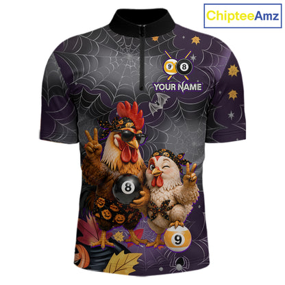 Custom Bandana Rooster Billiards Shirt For Men Personalized 8-Ball & 9-Ball Halloween Pool Team Jersey NYN4271