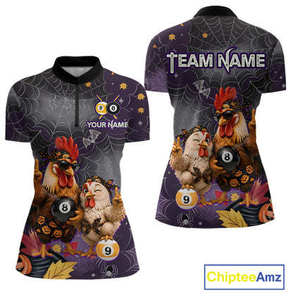 Custom Bandana Rooster Billiards Shirt For Women Personalized 8-Ball & 9-Ball Halloween Pool Team Jersey NYN4271
