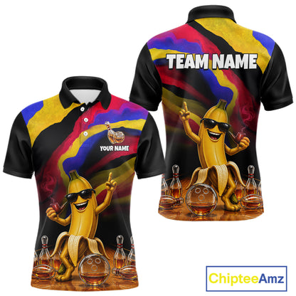 Custom Smoking Pipe Banana Drunk Whisky Bowling Jersey For Men Banana Bowling Shirt Bowler Uniform Gift NYN4290