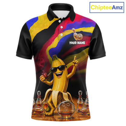 Custom Smoking Pipe Banana Drunk Whisky Bowling Jersey For Men Banana Bowling Shirt Bowler Uniform Gift NYN4290