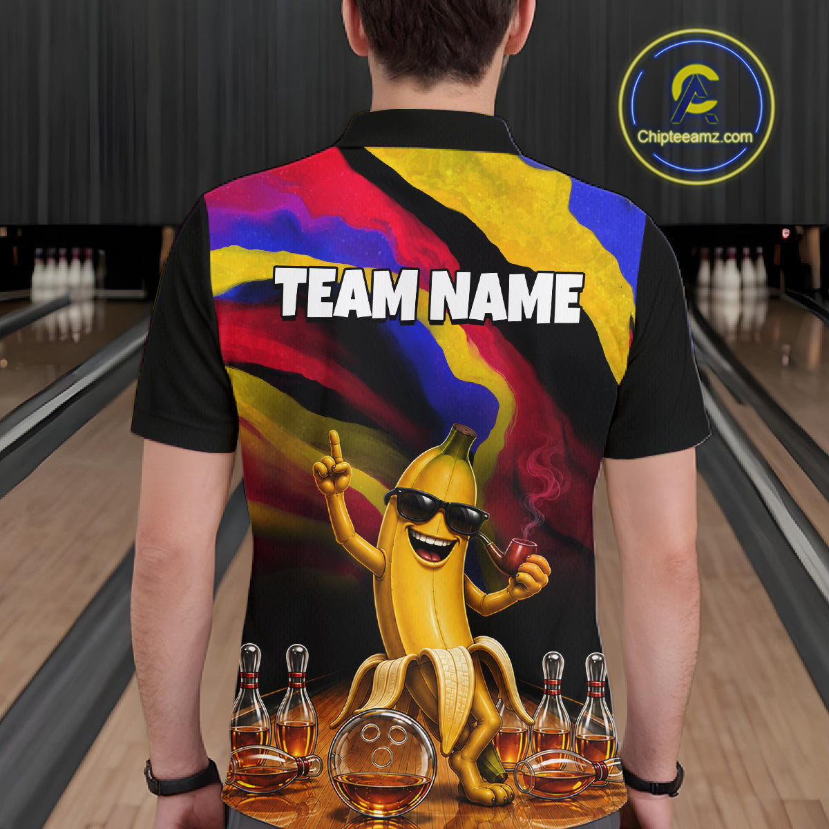 Custom Smoking Pipe Banana Drunk Whisky Bowling Jersey For Men Banana Bowling Shirt Bowler Uniform Gift NYN4290