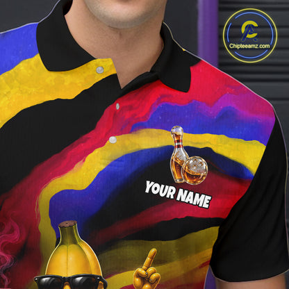 Custom Smoking Pipe Banana Drunk Whisky Bowling Jersey For Men Banana Bowling Shirt Bowler Uniform Gift NYN4290