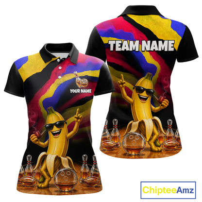 Custom Smoking Pipe Banana Drunk Whisky Bowling Jersey For Women Banana Bowling Shirt Bowler Uniform Gift NYN4290