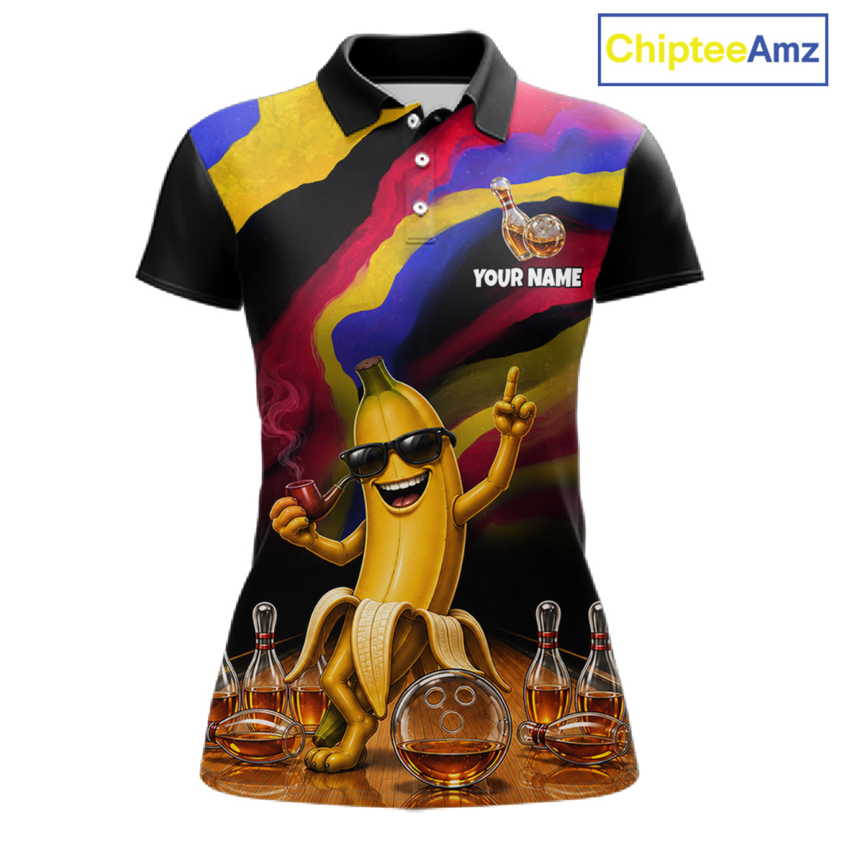 Custom Smoking Pipe Banana Drunk Whisky Bowling Jersey For Women Banana Bowling Shirt Bowler Uniform Gift NYN4290