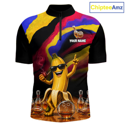 Custom Smoking Pipe Banana Drunk Whisky Bowling Jersey For Men Banana Bowling Shirt Bowler Uniform Gift NYN4290