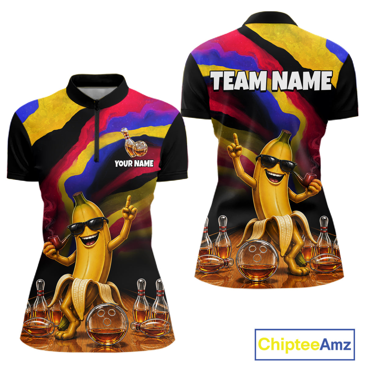 Custom Smoking Pipe Banana Drunk Whisky Bowling Jersey For Women Banana Bowling Shirt Bowler Uniform Gift NYN4290