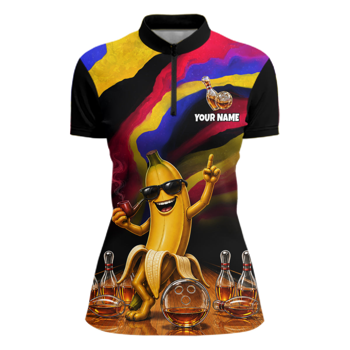 Custom Smoking Pipe Banana Drunk Whisky Bowling Jersey For Women Banana Bowling Shirt Bowler Uniform Gift NYN4290