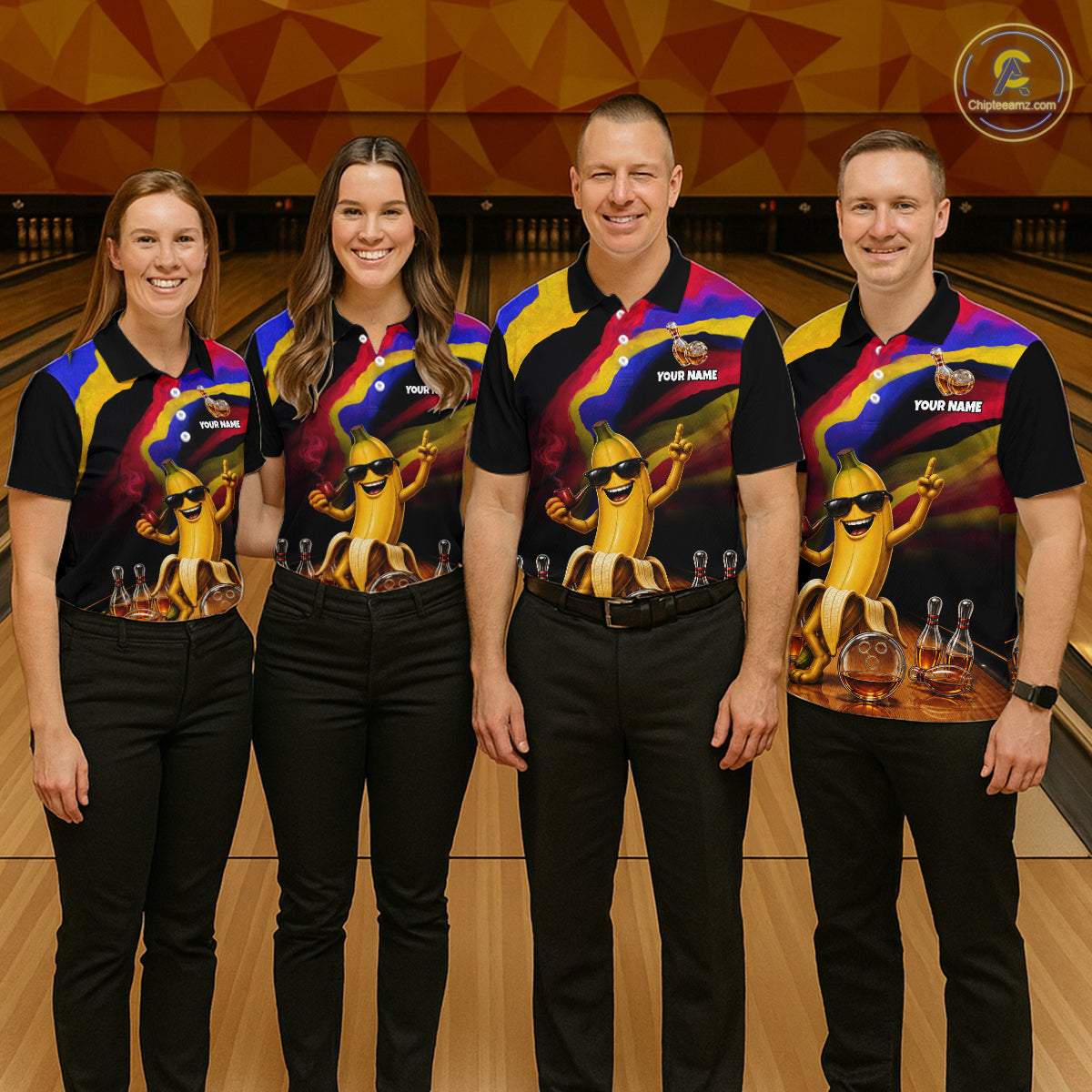 Custom Smoking Pipe Banana Drunk Whisky Bowling Jersey For Men Banana Bowling Shirt Bowler Uniform Gift NYN4290