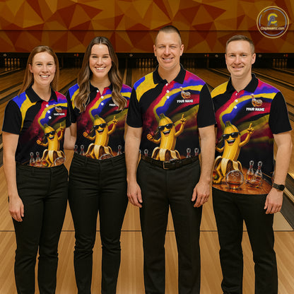 Custom Smoking Pipe Banana Drunk Whisky Bowling Jersey For Men Banana Bowling Shirt Bowler Uniform Gift NYN4290