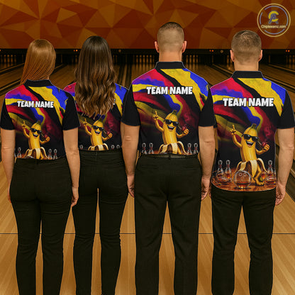 Custom Smoking Pipe Banana Drunk Whisky Bowling Jersey For Men Banana Bowling Shirt Bowler Uniform Gift NYN4290