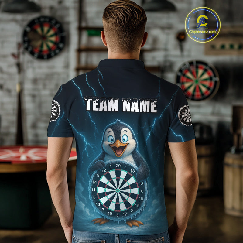 Custom Funny Penguin Icy Dartboard Dart Polo Shirt For Men Outfits Dart Jerseys NYN1544