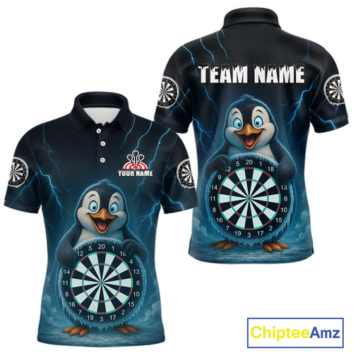 Custom Funny Penguin Icy Dartboard Dart Polo Shirt For Men Outfits Dart Jerseys NYN1544