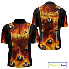 Load image into Gallery viewer, Fire Flame Ball 8 Billiard Pool Jerseys For Men Custom Ball 8 &amp; Cue Billiard Team Jersey NYN2318