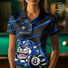 Load image into Gallery viewer, Blue Splatter Ball 8 Billiard Jerseys For Women Custom Funny Bulldog Billiard Team Jersey NYN2319