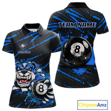 Load image into Gallery viewer, Blue Splatter Ball 8 Billiard Jerseys For Women Custom Funny Bulldog Billiard Team Jersey NYN2319