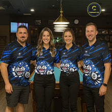 Load image into Gallery viewer, Blue Splatter Ball 8 Billiard Jerseys For Women Custom Funny Bulldog Billiard Team Jersey NYN2319