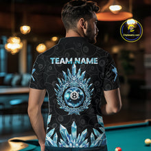 Load image into Gallery viewer, Blue Icy Cold Pool 8 Ball Billiard Polo &amp; 1/4-Zip Shirt For Men Custom Ball Billiard Attire NYN2589