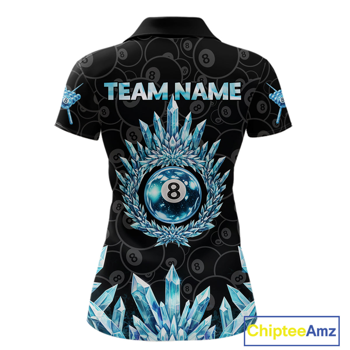 Blue Icy Cold Pool 8 Ball Billiard Polo & 1/4-Zip Shirt For Women Custom Ball Billiard Attire NYN2589