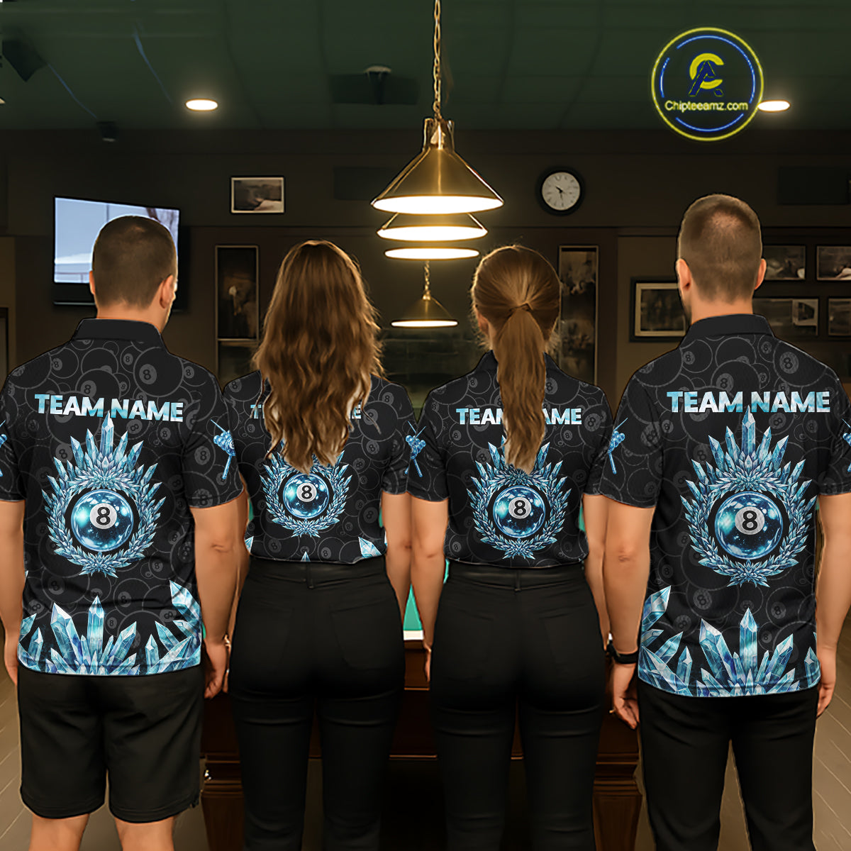 Load image into Gallery viewer, Blue Icy Cold Pool 8 Ball Billiard Polo & 1/4-Zip Shirt For Women Custom Ball Billiard Attire NYN2589