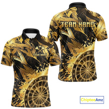 Load image into Gallery viewer, Gold Splatter Dartboard Men Dart Polo &amp; 1/4-Zip Shirt Custom Name Dart Jersey For Darters NYN2965