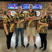 Load image into Gallery viewer, Gold Splatter Dartboard Men Dart Polo &amp; 1/4-Zip Shirt Custom Name Dart Jersey For Darters NYN2965