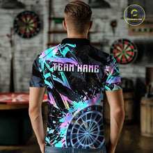 Load image into Gallery viewer, Holographic Splatter Dartboard Men Dart Polo &amp; 1/4-Zip Shirt Custom Name Dart Jersey For Darters NYN2966