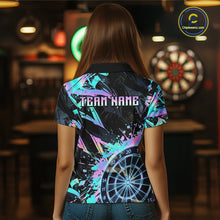 Load image into Gallery viewer, Holographic Splatter Dartboard Women Dart Polo &amp; 1/4-Zip Shirt Custom Name Dart Jersey For Darters NYN2966