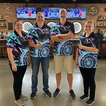 Load image into Gallery viewer, Holographic Splatter Dartboard Women Dart Polo &amp; 1/4-Zip Shirt Custom Name Dart Jersey For Darters NYN2966