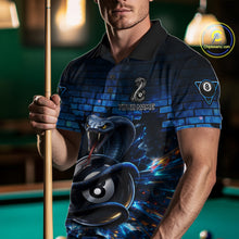 Load image into Gallery viewer, Lightning Blue 8 Ball Pool Shirts Custom Men Billiard Polo &amp; 1/4 Zip Shirts Cobra Billiard Jerseys NYN2969