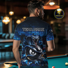Load image into Gallery viewer, Lightning Blue 8 Ball Pool Shirts Custom Men Billiard Polo &amp; 1/4 Zip Shirts Cobra Billiard Jerseys NYN2969