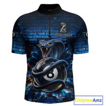 Load image into Gallery viewer, Lightning Blue 8 Ball Pool Shirts Custom Men Billiard Polo &amp; 1/4 Zip Shirts Cobra Billiard Jerseys NYN2969