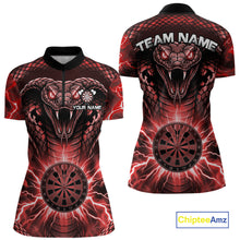 Load image into Gallery viewer, Thunder lightning red cobra snake dart quarter-zip shirt for women custom darts jersey