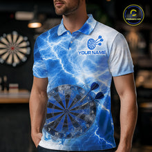Load image into Gallery viewer, Personalised Blue And White Smokes Men Dart Shirts Custom Thunder Darts Team Shirt For Players NYN3365