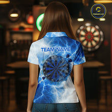 Load image into Gallery viewer, Personalised Blue And White Smokes Women Dart Shirts Custom Thunder Darts Team Shirt For Players NYN3365