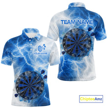 Load image into Gallery viewer, Personalized blue and white smoke dart shirt for men thunder darts jersey