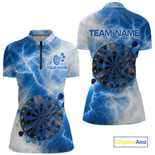Load image into Gallery viewer, Thunder lightning purple dartboard darts shirt for women custom team shirt