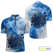 Load image into Gallery viewer, Personalized blue and white smoke dart shirt for men thunder darts jersey