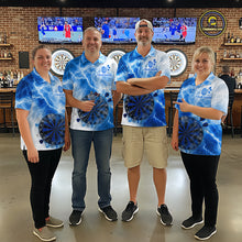 Load image into Gallery viewer, Personalised Blue And White Smokes Women Dart Shirts Custom Thunder Darts Team Shirt For Players NYN3365