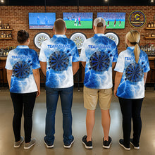 Load image into Gallery viewer, Personalised Blue And White Smokes Women Dart Shirts Custom Thunder Darts Team Shirt For Players NYN3365